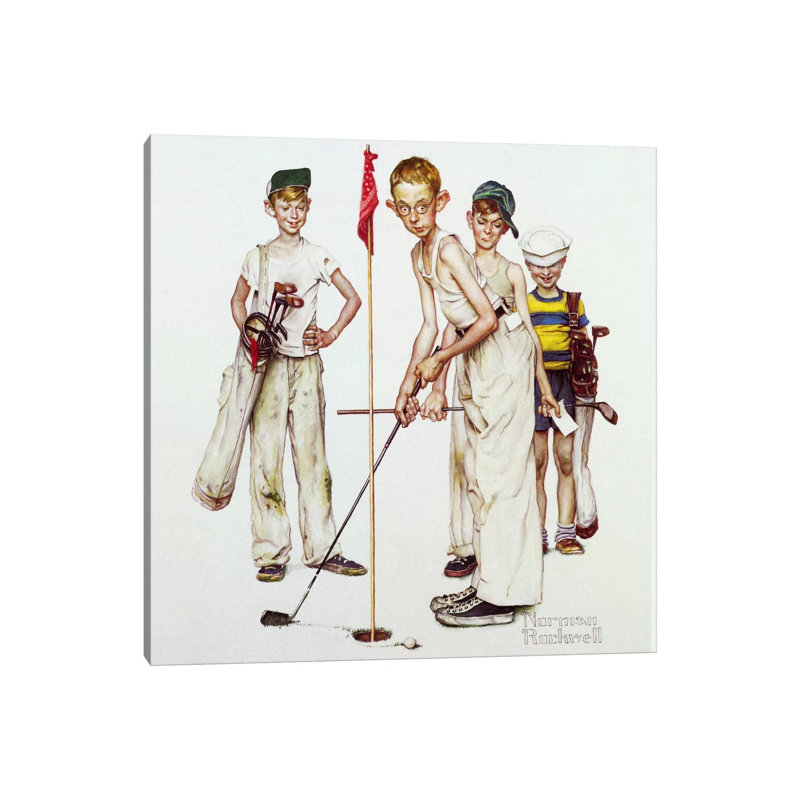 Missed (Four Sporting Boys: Golf) by Norman Rockwell - Wrapped Canvas Painting, 45.72 cm H x 45.72 cm W x 1.91 cm D