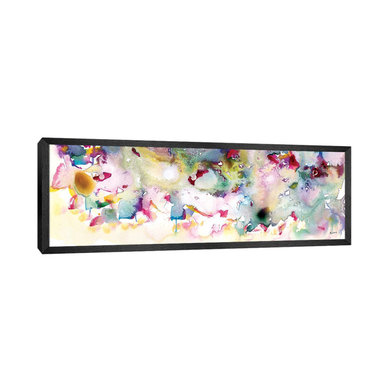 Magenta Field by Hodaya Louis - Panoramic Painting on Canvas, 121.92 cm H x 40.64 cm W, Black Framed
