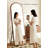 Medieval-Style Solid Wood Frame With Wooden Base Support Full-Length Mirror-117597854