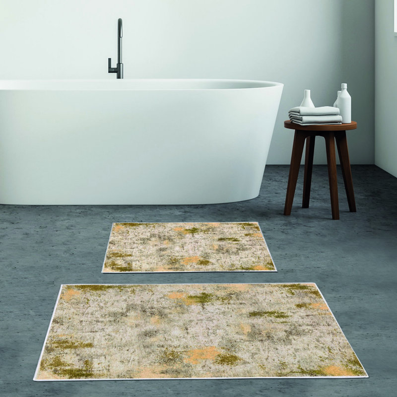 Ensemble de luxueux tapis de bain (2 pièces), 100% polyester, antidérapant, antibactérien | Dimensions: 19,7 po x 23,6 po et 23,6 po x 39,4 po | Tissu ultra-absorbant et facile à nettoyer, lavable à la machine à 86 ° F | Parfait pour la salle de bain ou le spa