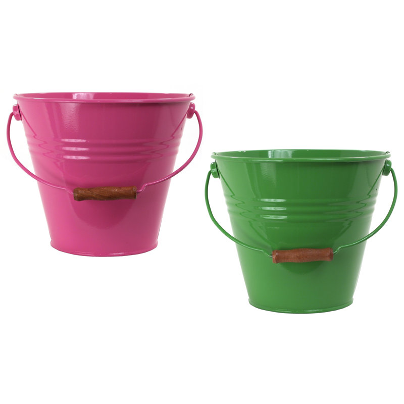 Gracie Oaks Decorative Bin, Pink/Apple Green