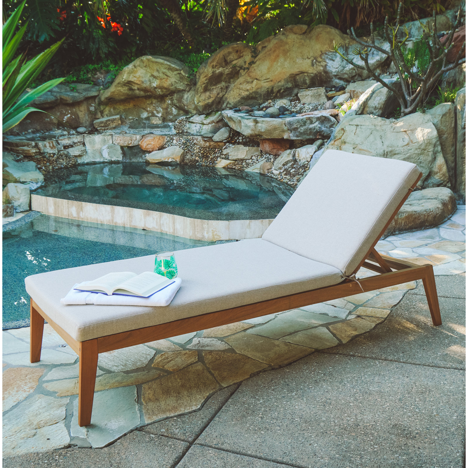 Byron 25.5'' Outdoor Eucalyptus Chaise Lounge