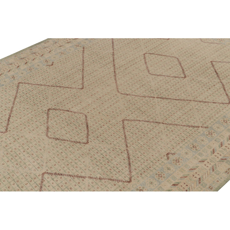 Distressed Homage Hand Knotted Wool Geometric Area Rug, Rectangle 14' x 20'