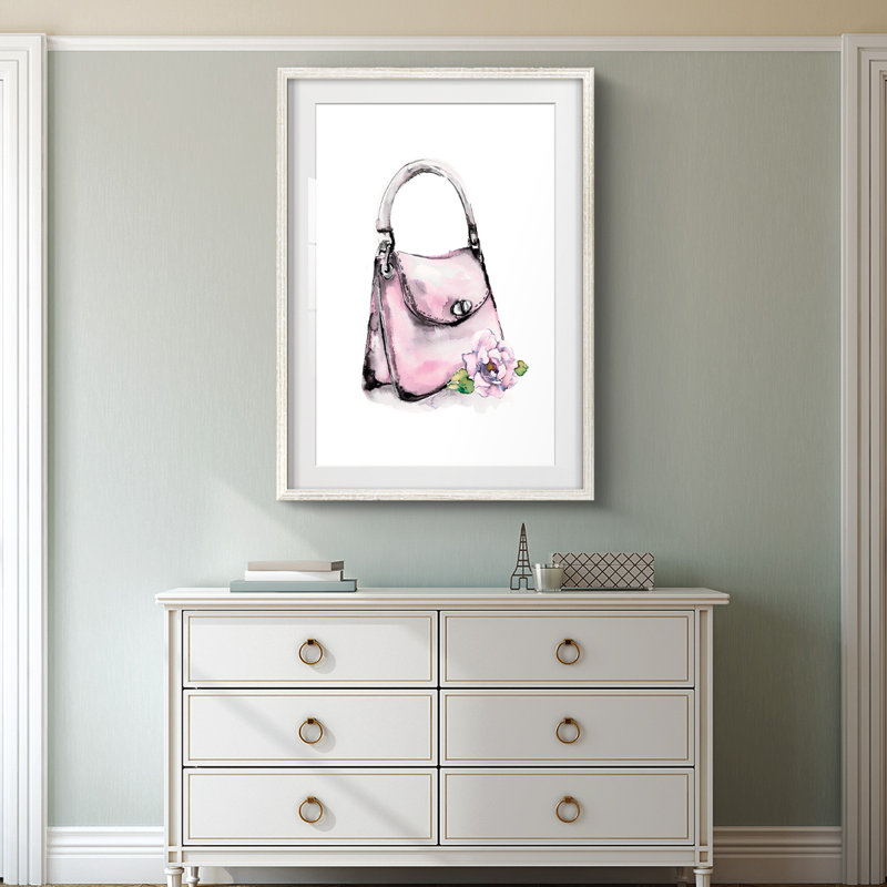 Sac à poignée supérieure - imprimé encadré, Blanc
