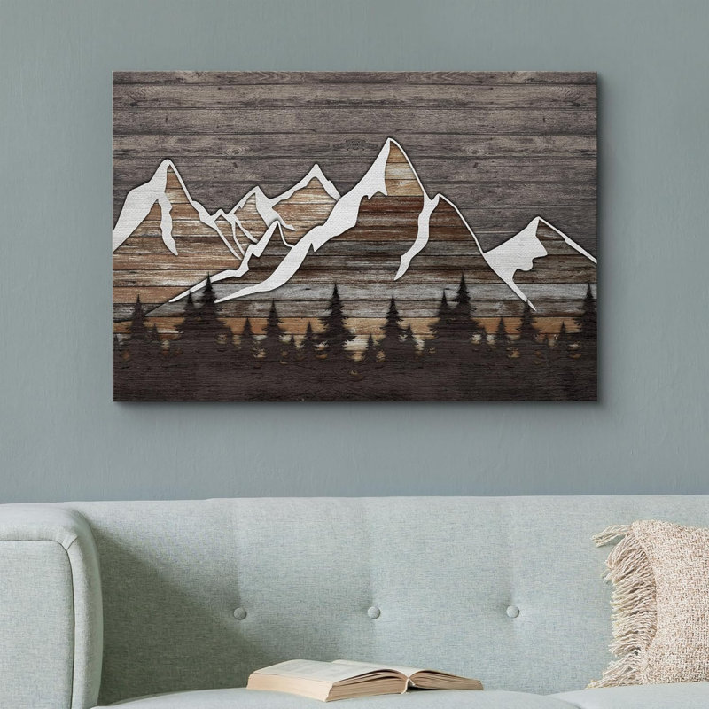 Western Western Effect Landscape Pastel Brown Tree Mountains Nature Abstract Artwork Living Room Decor on Canvas, impression