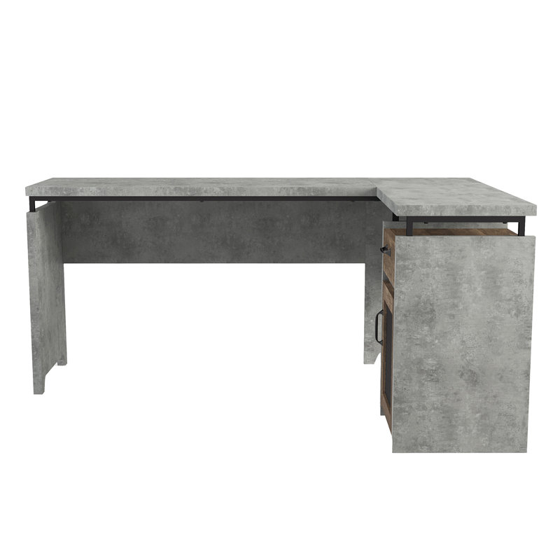 Bureau d'écriture simple en L avec rangement