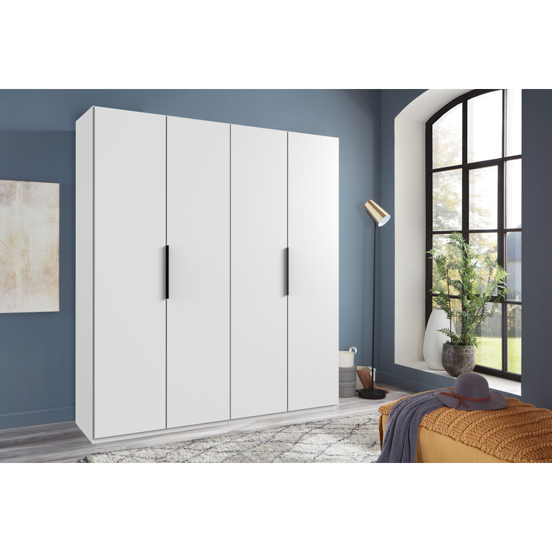Guardino 4 Door Wardrobe, 216cm H x 200cm W x 58cm D, White