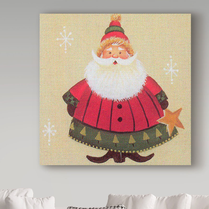 « santa holding star », art sur toile, H 18 po x l 18 po x P 2 po
