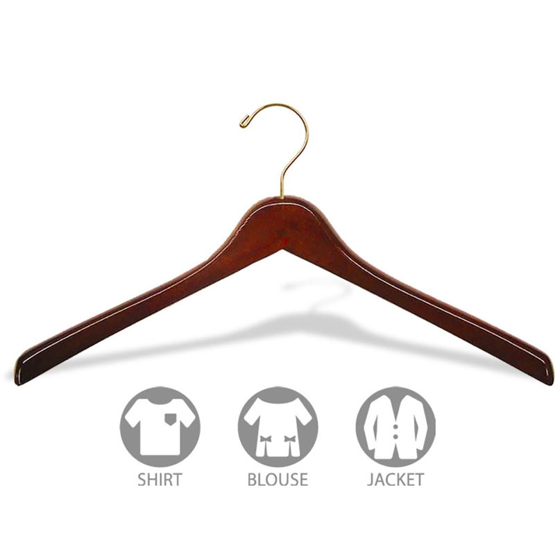 Cintre pour manteau en bois, 25, Noyer / Laiton