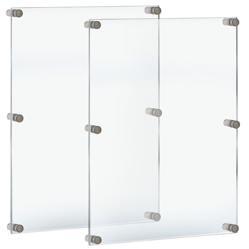 Floating Acrylic Wall Frame with Stand Off Caps: 24" x 36" Graphic Size, Overall Frame Size: 28" x 40"