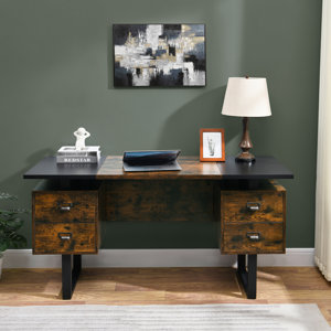 17 Stories Debanhy Writing Desk Modern Office Desk with 4 Drawers ...