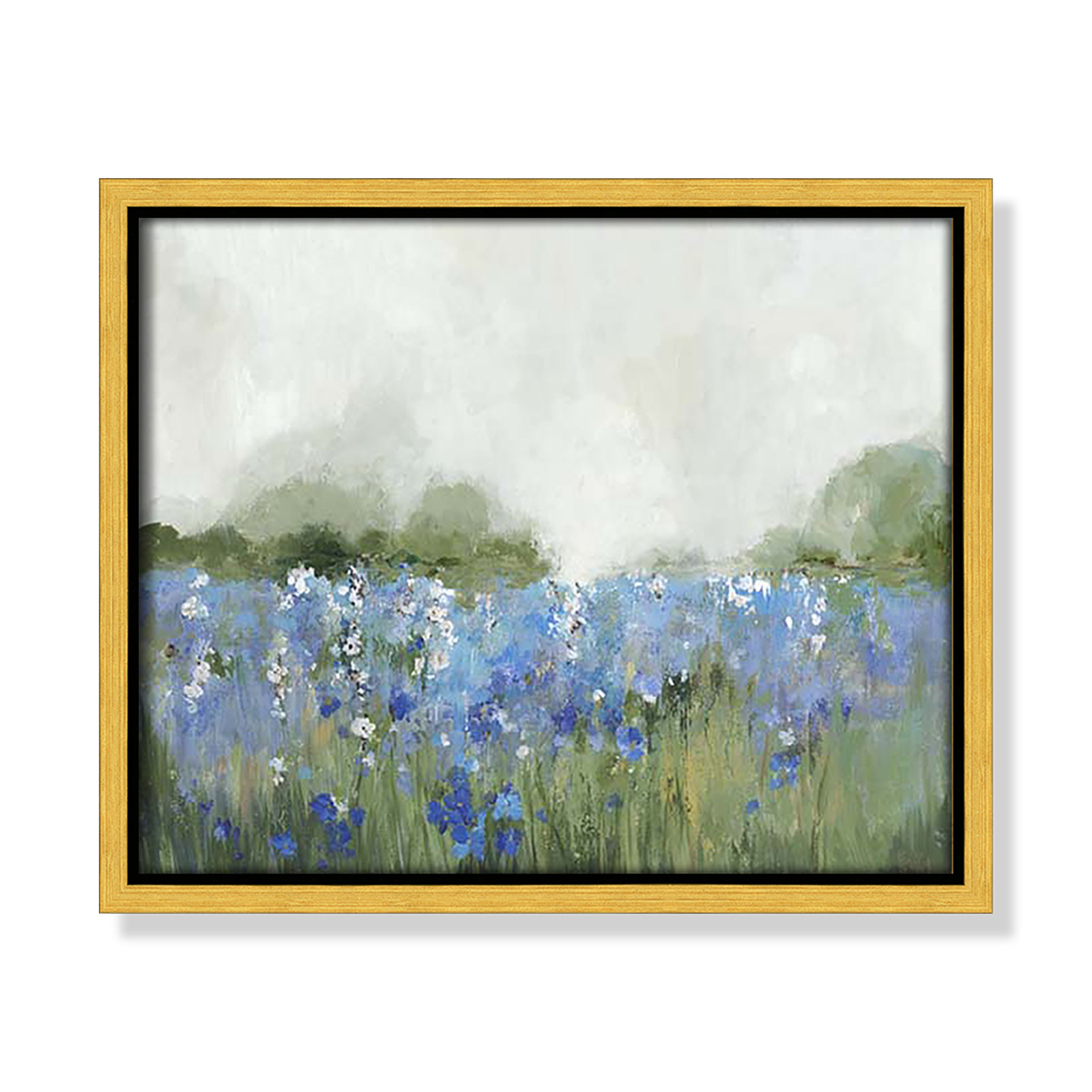 Meadows Bluebels Field "Meadows Bluebells Field" Print, 9.5" H x 11.5" W x 2" D, Gold Framed