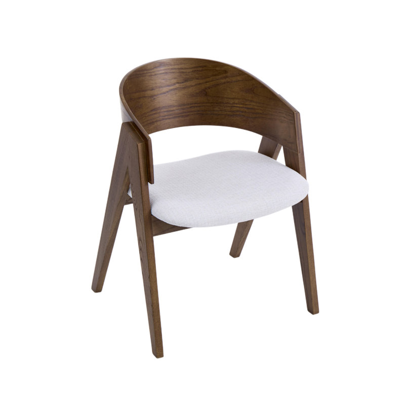 Ardena Walnut Effect Solid Wood Dining Chair, Cream