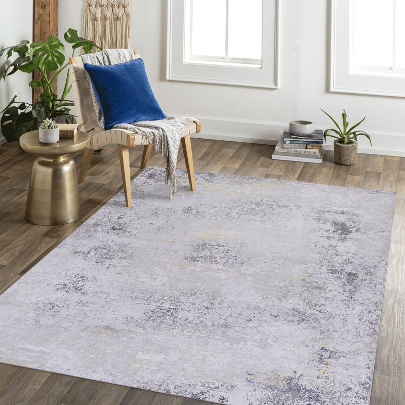 Functional Gray & Gold Practical Area Rug, Rectangle 9' x 12'