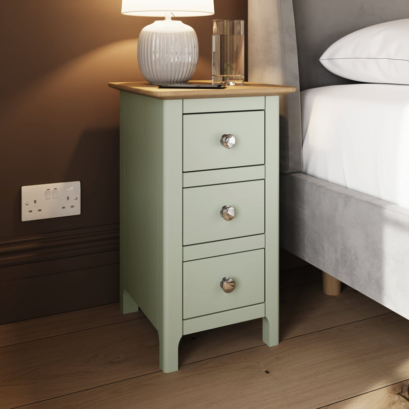 Casiano 34cm W 3 Drawer Bedside Table Nightstand Cabinet, Green
