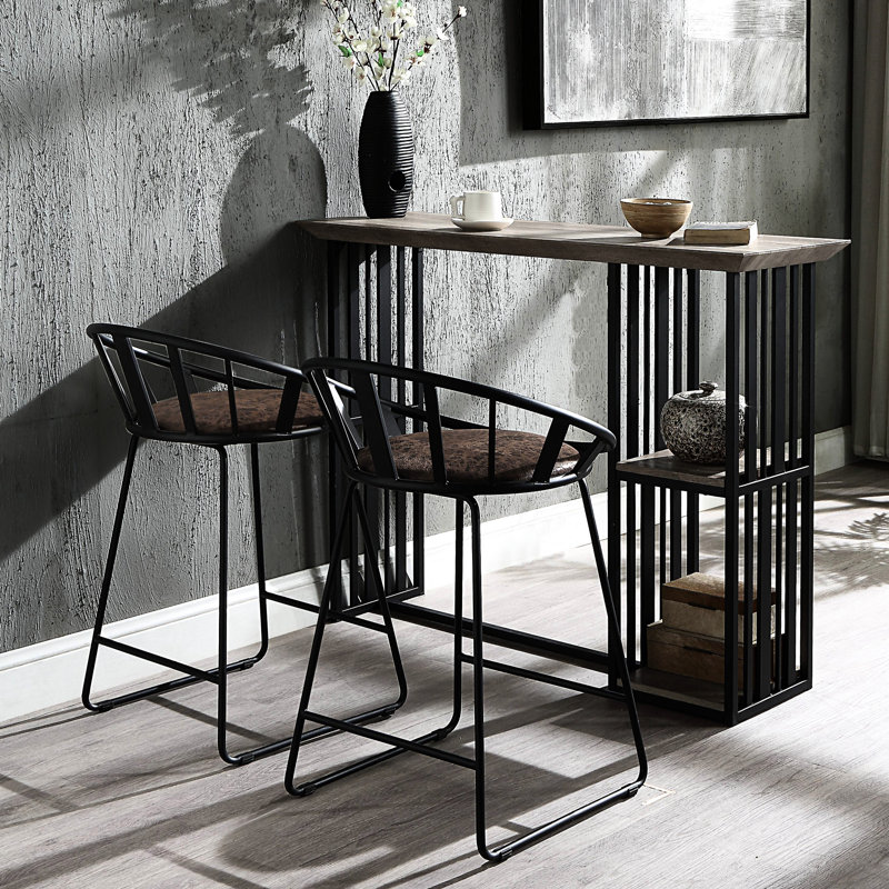 2 sièges brun et noir à hauteur de comptoir - base de traîneau, cuir, chaise ergonomique à dossier (2), siège en cuir synthétique noir, soutien pour le confort