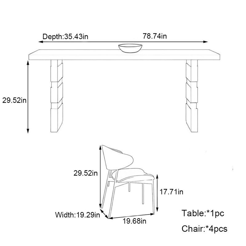 Ensemble de table de salle à manger American Home, H 29,52 po x L 78,74 po x l 35,43 po