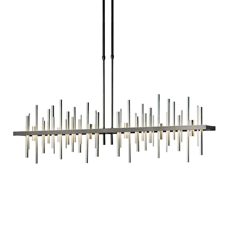 Luminaire suspendu linéaire à 1 lumière DEL pour ilot de cuisine Cityscape, Or doux, Argenté
