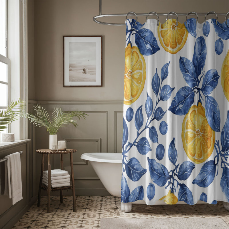 Rideau de douche 1 pièce Azulejo Citrus Designs, H 74 po x l 71 po
