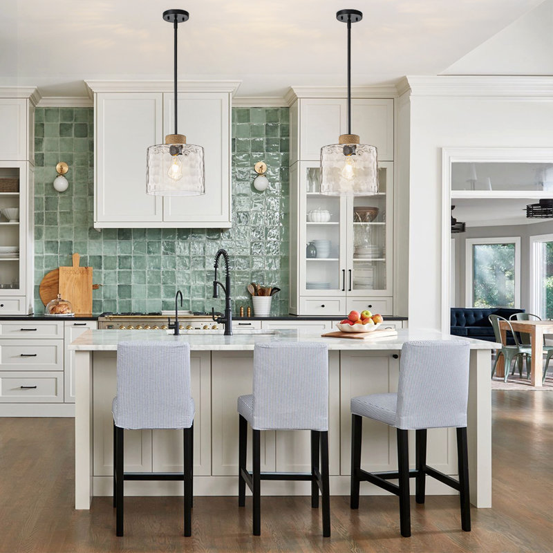 1-Light Hammered Glass Pendant