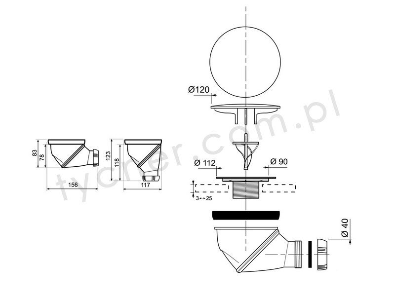 Dedakia 15.6cm Lift and turn Waste