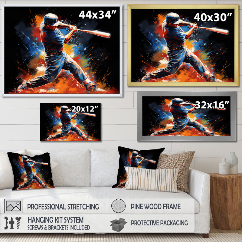 Baseball Swing Of Emotion III - Sports Wall Decor, Wrapped Canvas, 30" H x 40" W x 1.5" D