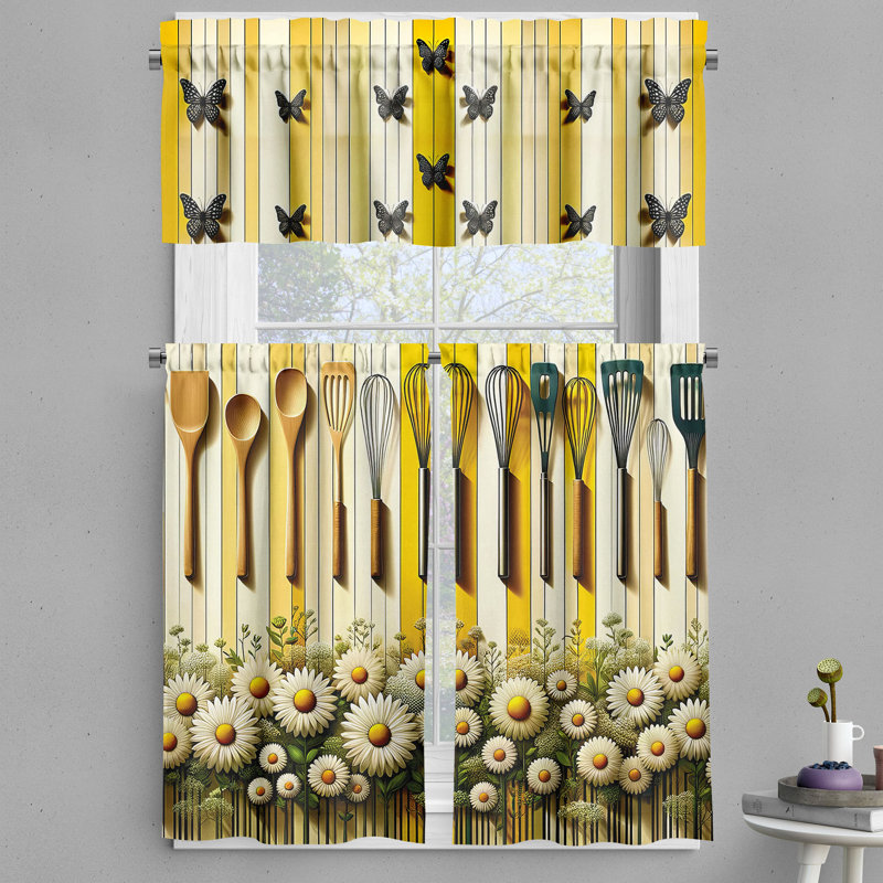 Floral Tailored Kitchen Curtain, 55" W x 24" L