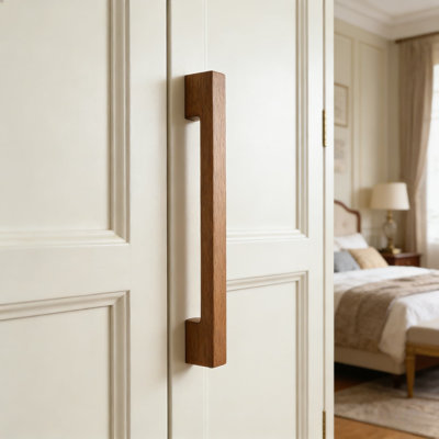 Walnut Square Wooden Cabinet Drawer Pulls Handles, 7-1/2 Inch Center-To-Center, Set Of 6, For Kitchen Cabinets, Drawers, And Furniture