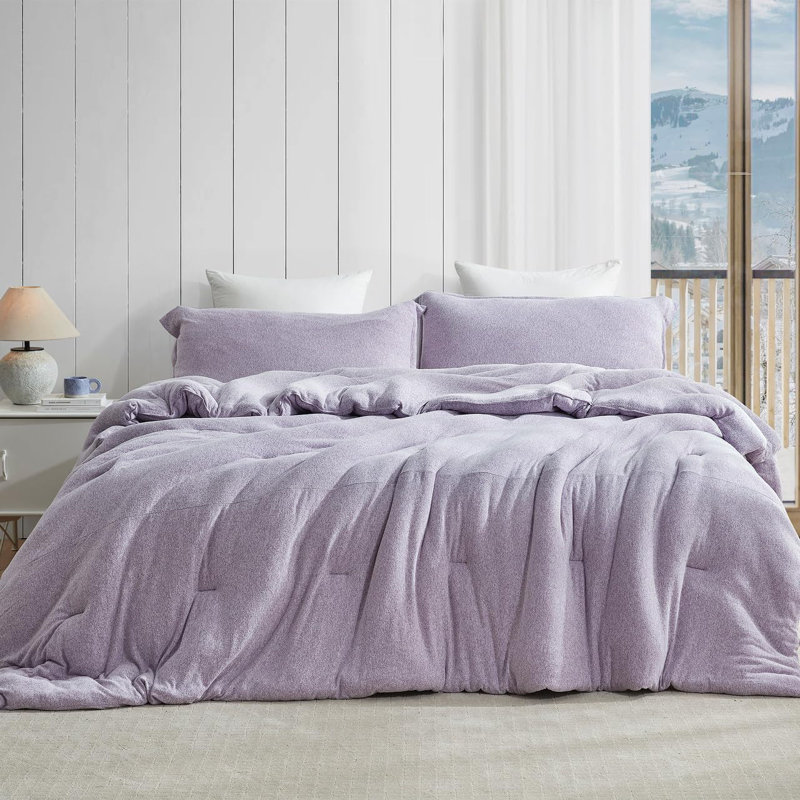 Coma Inducer Sweater Weather Snowy Purple Oversized Comforter Set, Queen Comforter + 2 Standard Shams