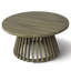 Table basse d'extérieur en bois d'acacia pour le patio, table basse ronde pour la cour arrière, pelouse, balcon, finition grise-102138421