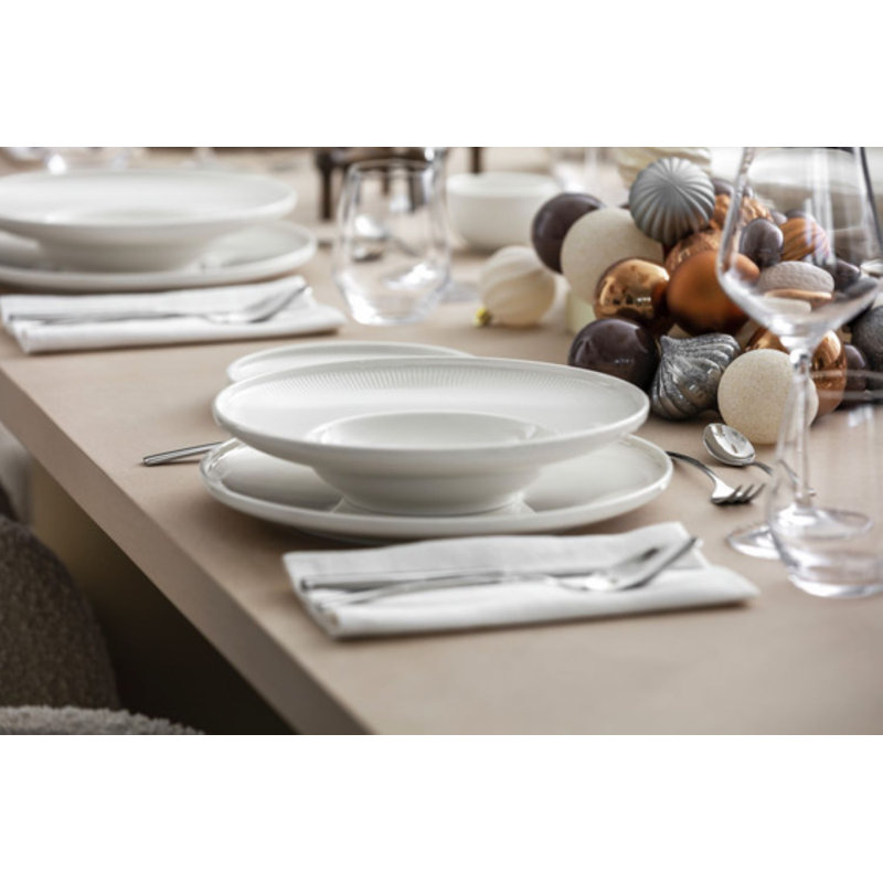 Villeroy & Boch Afina Wide Rimmed Soup Bowl, Premium Porcelain, Made in Germany, Dishwasher and Microwave Safe, 11.5 x 11.5 x 2.25 in, Stackable, White