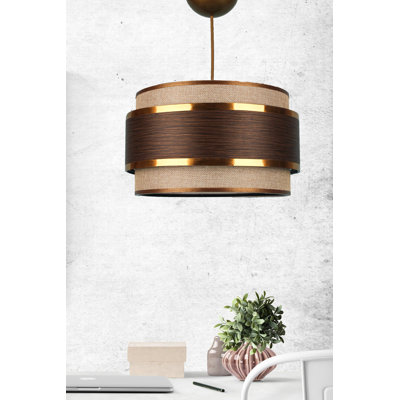 Lustre réglable élégant, corps en plastique brun, 11,0 x 6,1 pouces | Hauteur: 6,9 - 15,7 pouces | 1 x douille E27 (40 W maximum) | Luminaire élégant pour le salon et la salle à manger, conception moderne, classé IP20