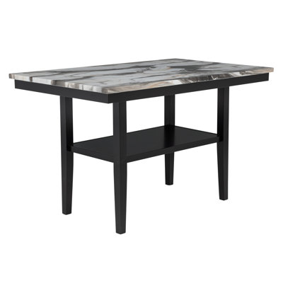 Emerson Charcoal Lava 60" Rectangular Cultered Marble Counter Height Table 