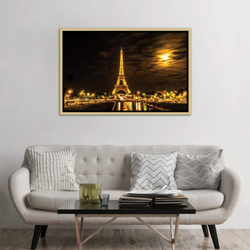 «Moonlight over Paris» par Anders Jorulf - reproduction de photo à cadre flottant, H 40 po x l 60 po x 1,5 po