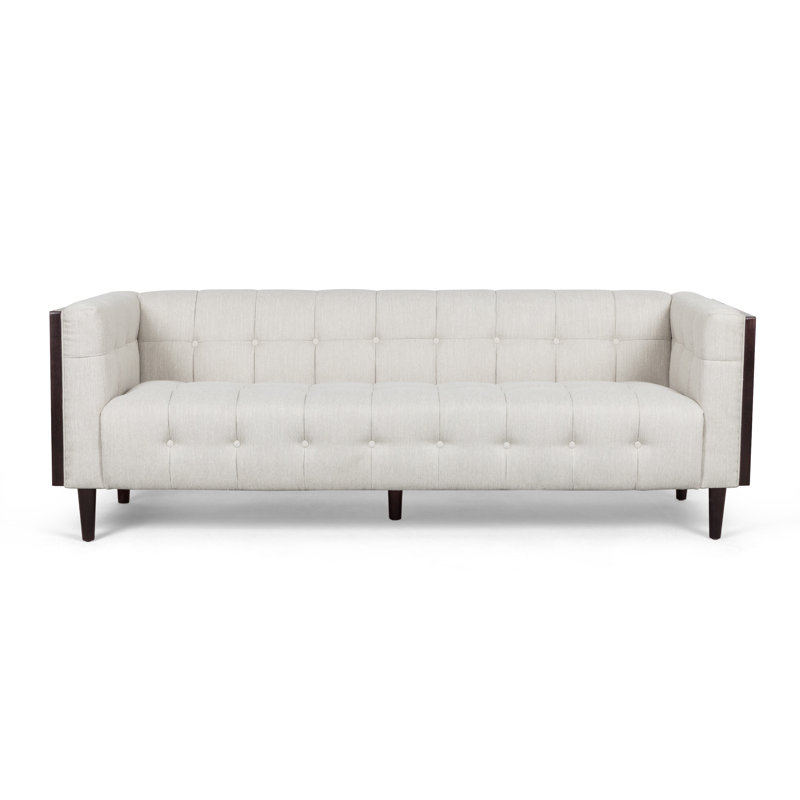 Davidjoe 89.75" Square Arm Sofa, Accent Sofa, Beige Polyester