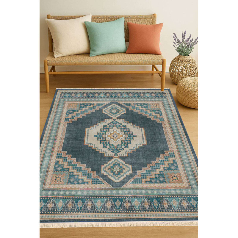 Tapis à motif géométrique délavé Southwest Aztec