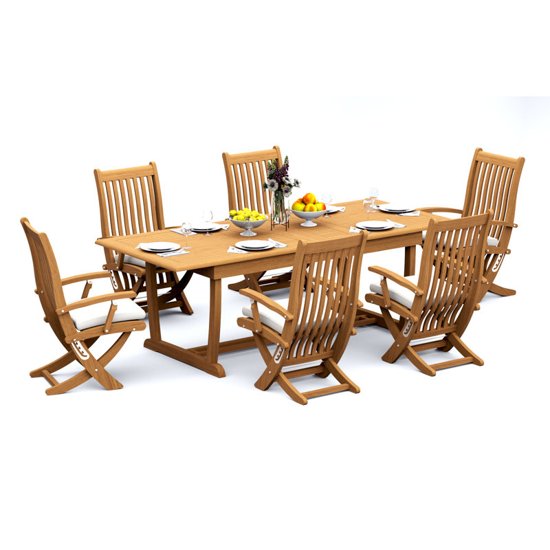 Warwick Teak Wood Patio Dining Set with, 6