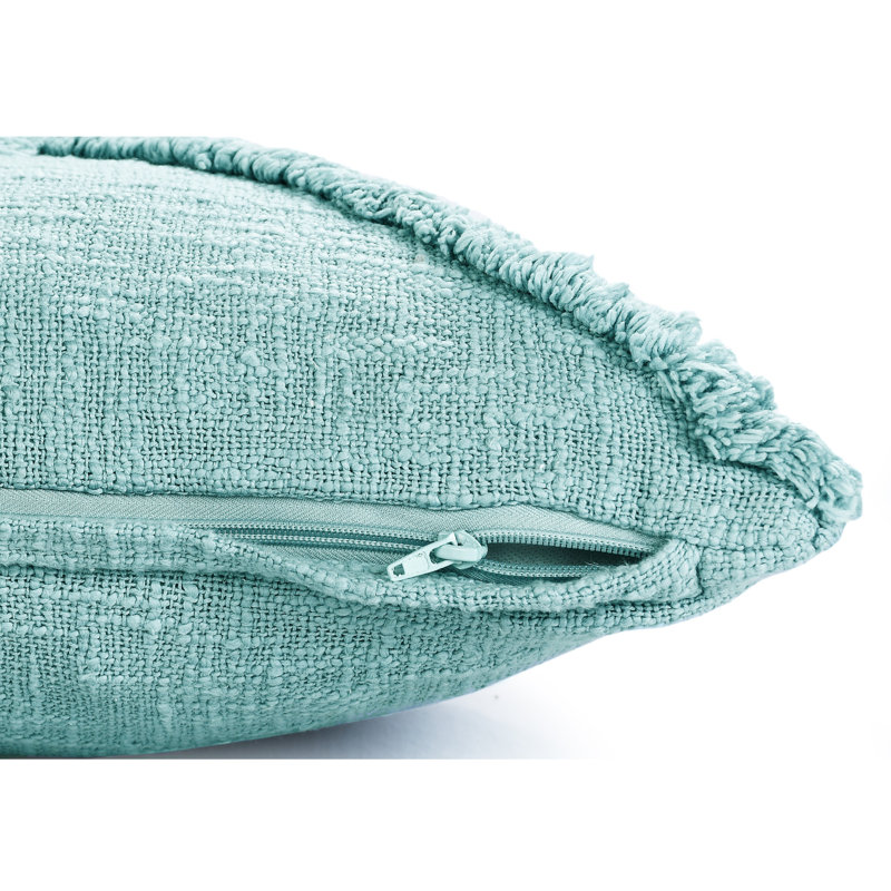  Coussin 100% coton tissé à la main, Carré H 20 po x l 20 po, Bleu canal, Housse de coussin seulement - sans coussin