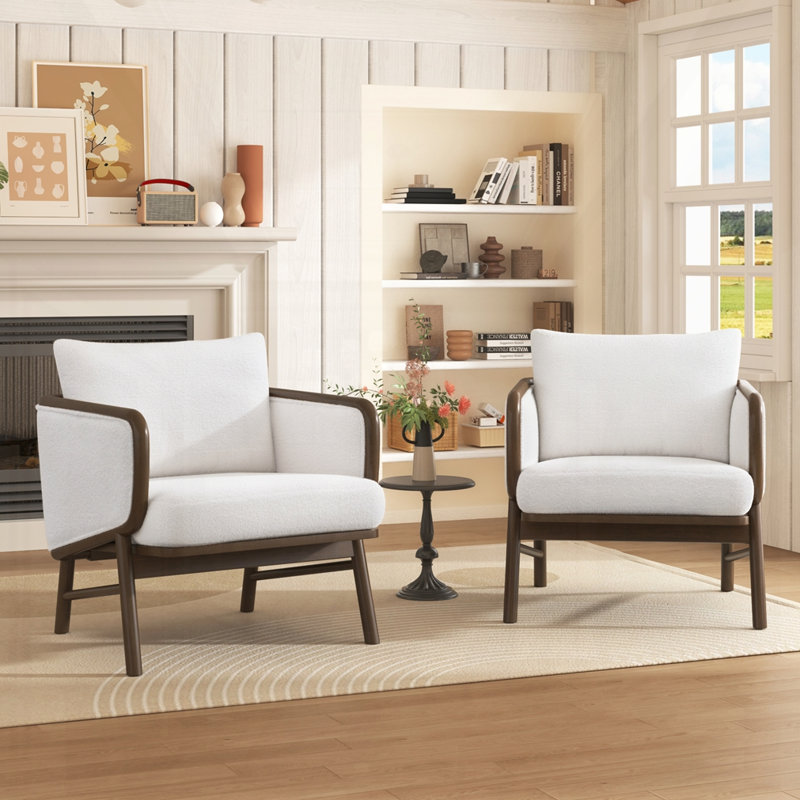 Ensemble de 2 chaises d'appoint en tissu sherpa