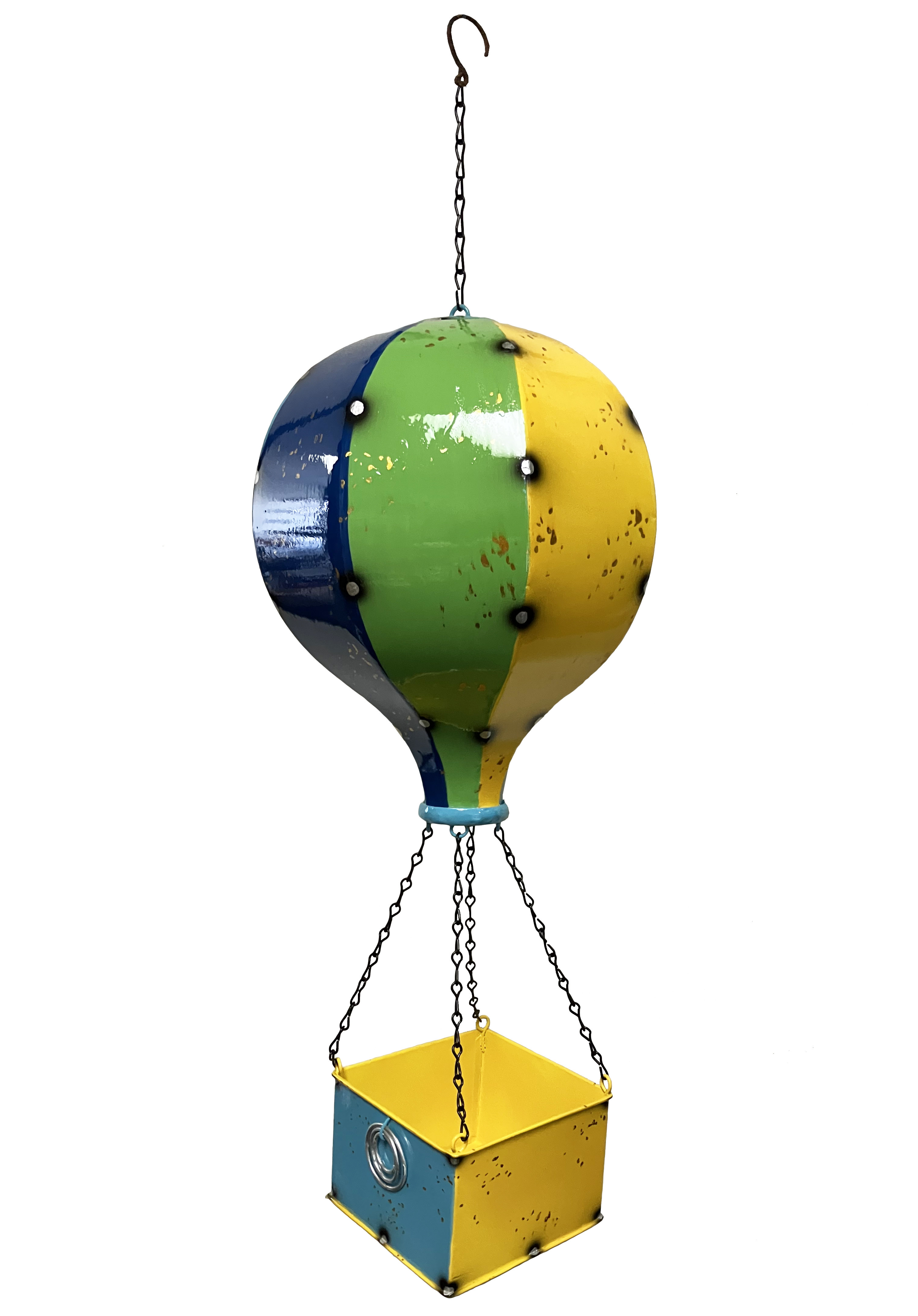 Continental Art Center Hanging 3 Coloured Metal Hot Air Balloon Planter ...