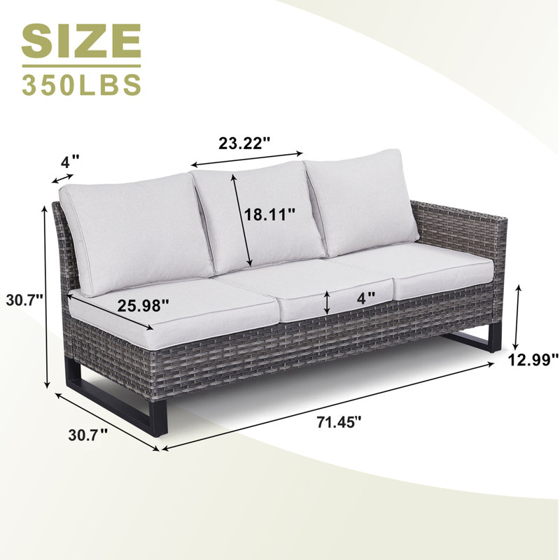 Deb 71.26'' Wide Straight Patio Sectional with Cushions, Beige