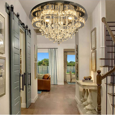 6-Light Crystal Flower Ceiling Light LED 24inch Empire Chandelier Dimmable 3000-6000k