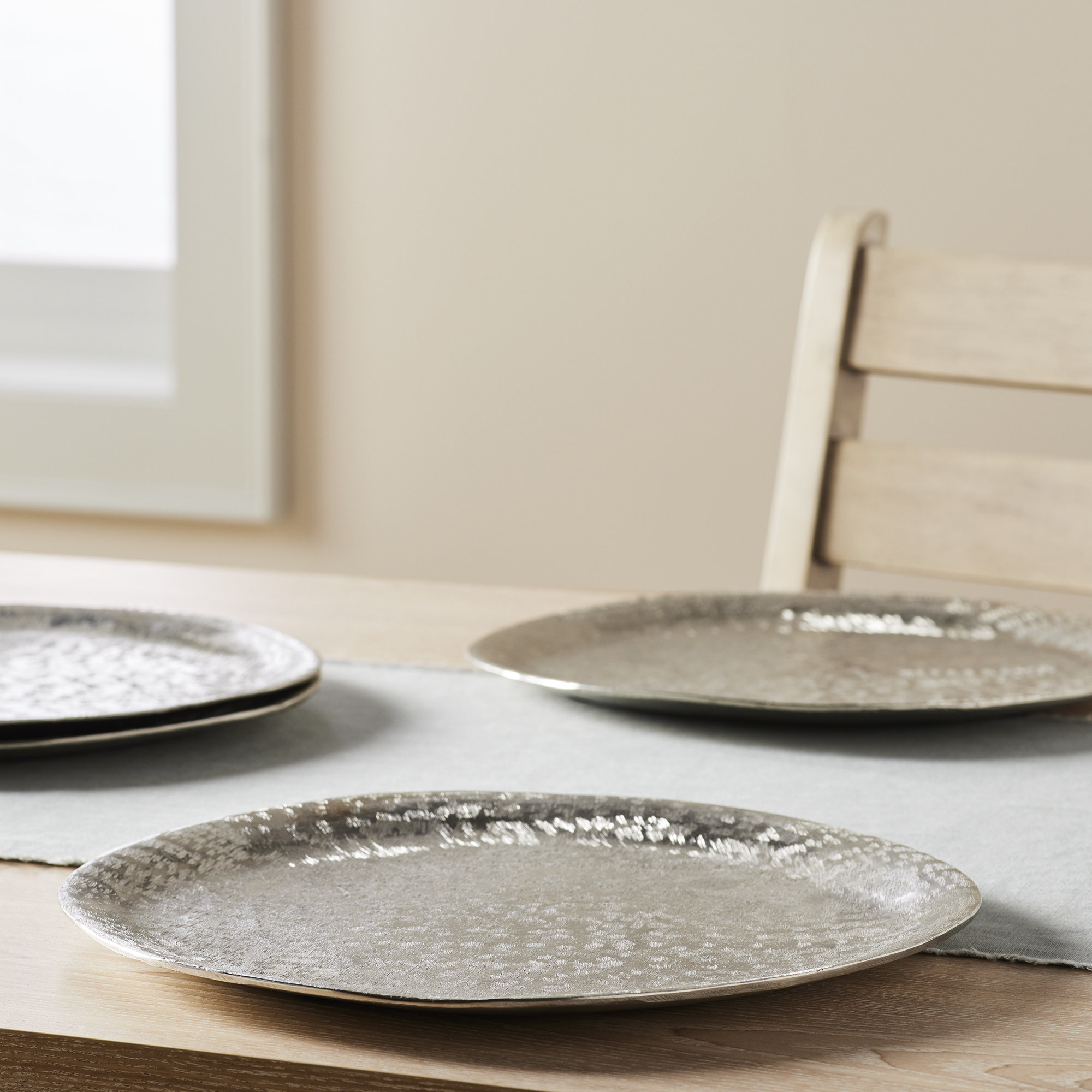 Zadia Brushed Metal Charger Plate, Silver