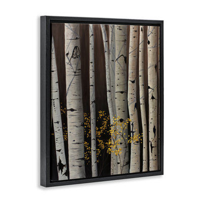 Cadre flottant Autumnal Birch Tree Trunks, design par Julie Peterson