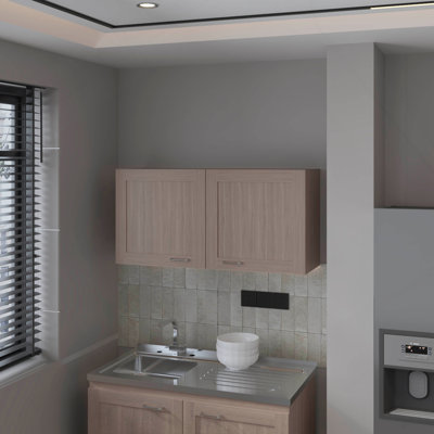 Armoire de cuisine avec 2 portes Nakya, chêne blanc
