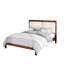 Structure de lit plateforme en bois massif avec tête de lit tapissier en velours beige, aucun sommier tapissier requis-352068729-352068728