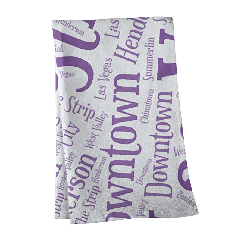 Cotton Tea Towel Kitchen Towel, Purple, Las Vegas