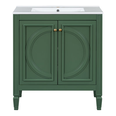 Meuble-lavabo de 30 po avec lavabo, deux portes avec tablette, charnières de porte à fermeture en douceur, style