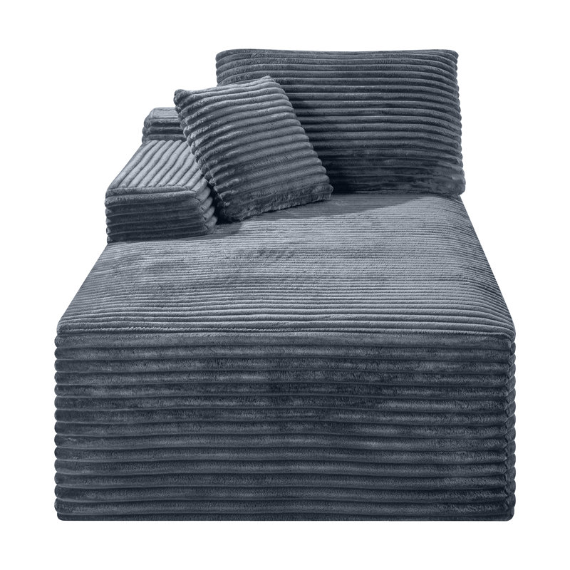 Canapé modulaire gris en velours côtelé, fauteuil d'appoint sans accoudoirs pour salon, Gris