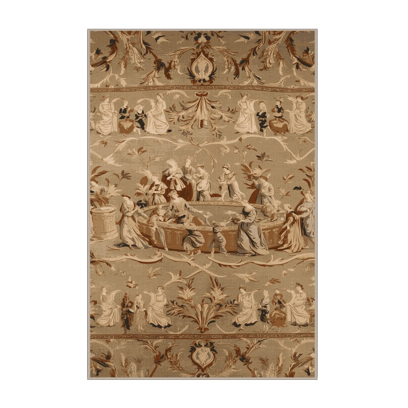 Tapis brun français lavable à la machine, Rectangulaire 8 pi x 12 pi